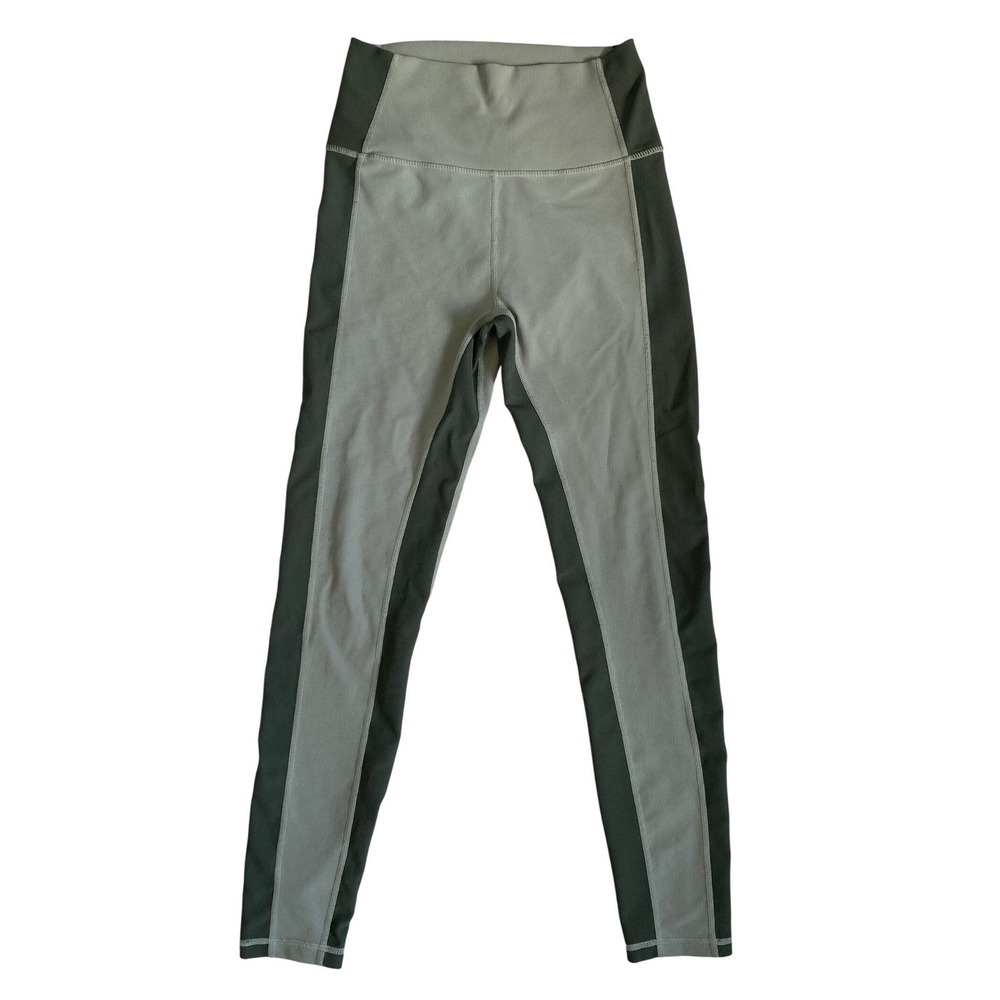 Wilo The Label Womens Ribbed High Waisted Leggings Sage Green Two Tone Size S